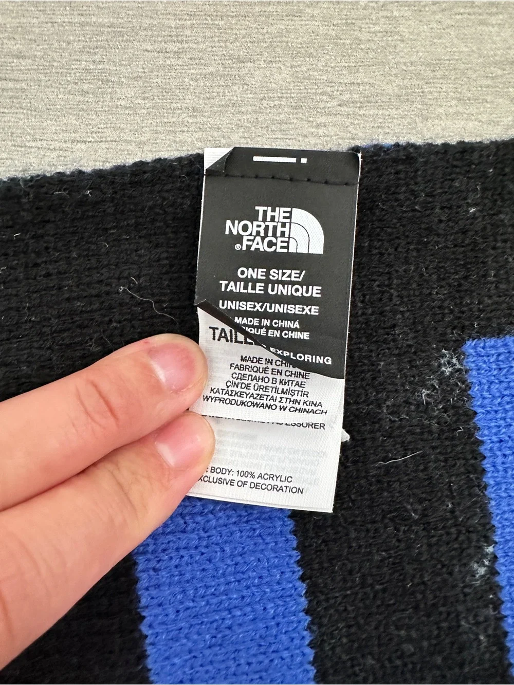 The North Face Unisex Logo Fleece Scarf Blue Black Letters One Size